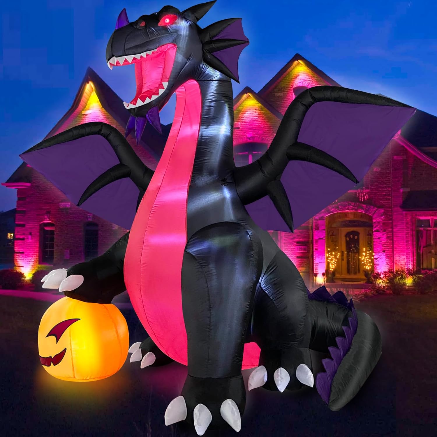 Danxilu 9FT Halloween Inflatable Dominating Dragon with Pumpkin