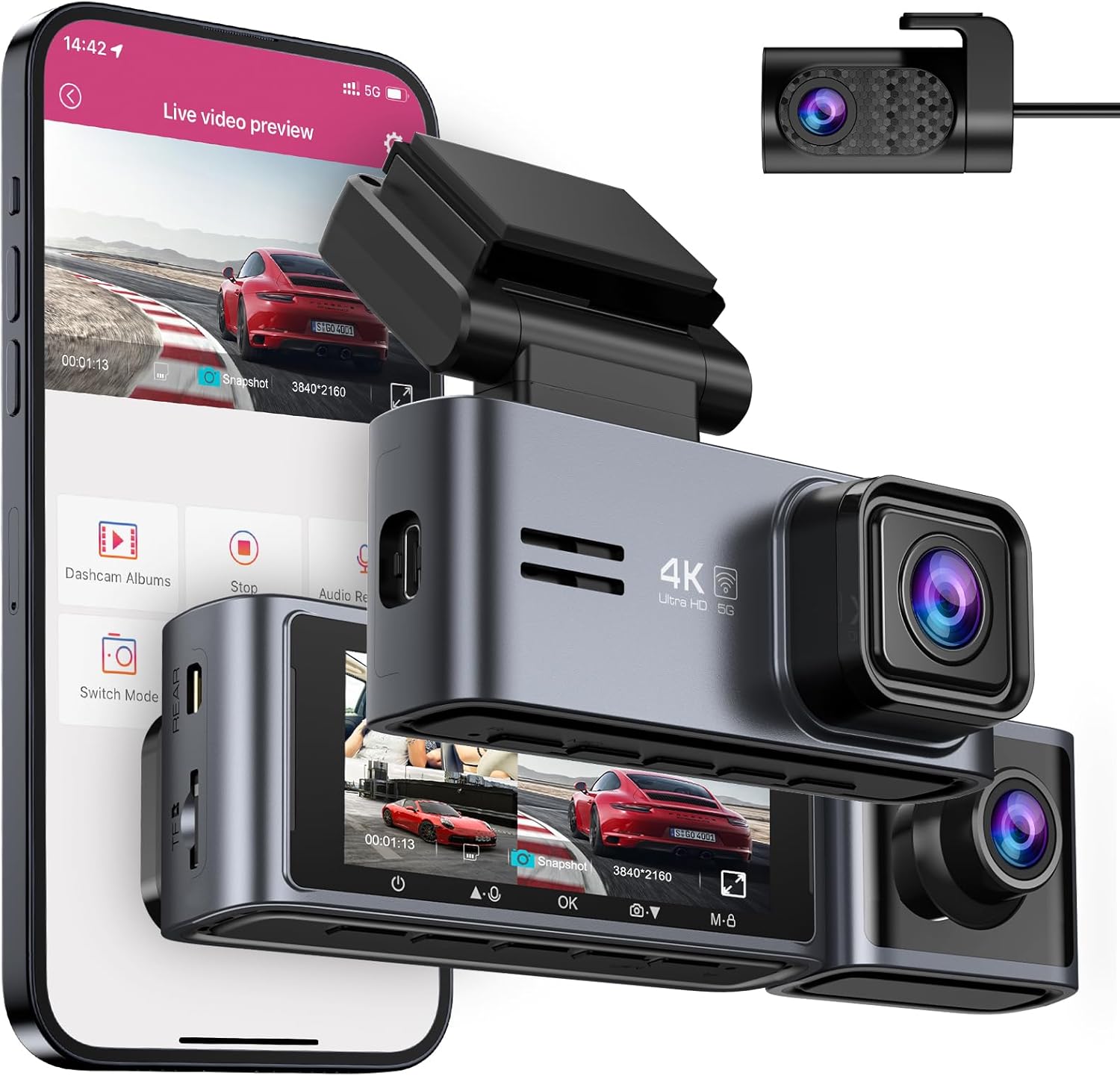 OMBAR 5G WiFi GPS 3-Channel Dash Cam