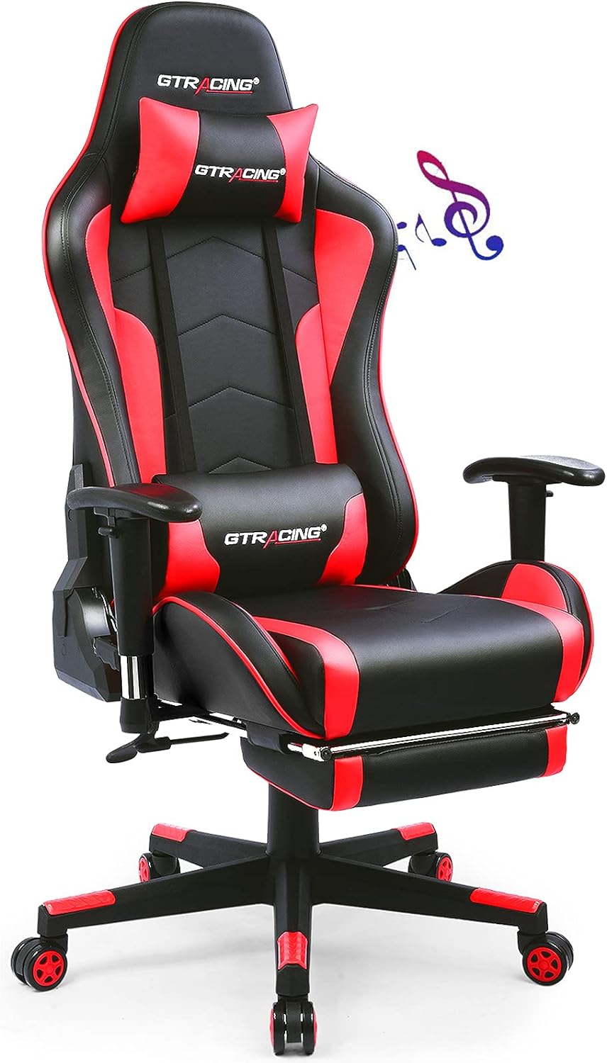 GTRACING Gaming Chair with Footrest and Bluetooth Speakers 