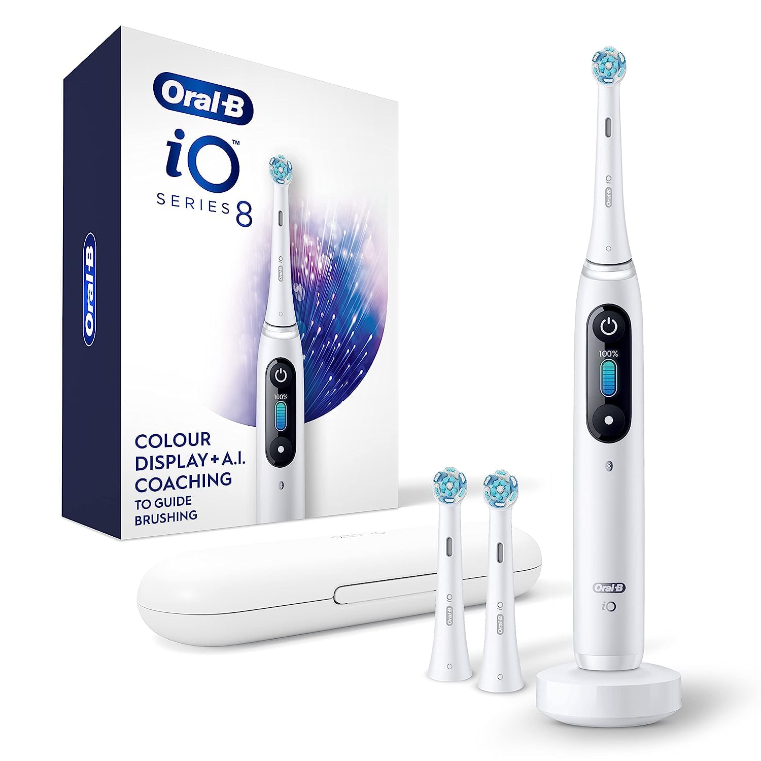 Oral-B iO Series 8 Electric Toothbrush (White Alabaster & Violet Ametrine)