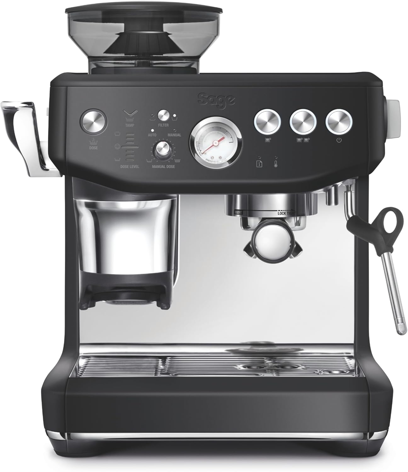 Breville the Barista Express Impress Espresso Machine with Grinder & Milk Frother, Black Truffle 